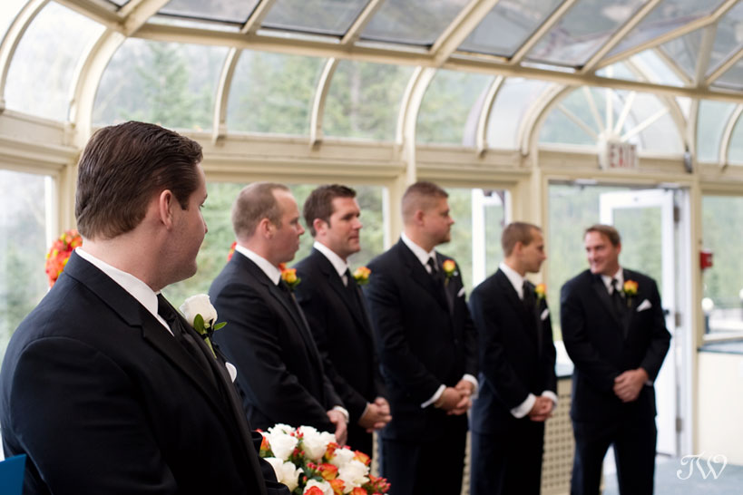 Banff-Springs-Wedding-Photographs-groomsmen-in-conservatory