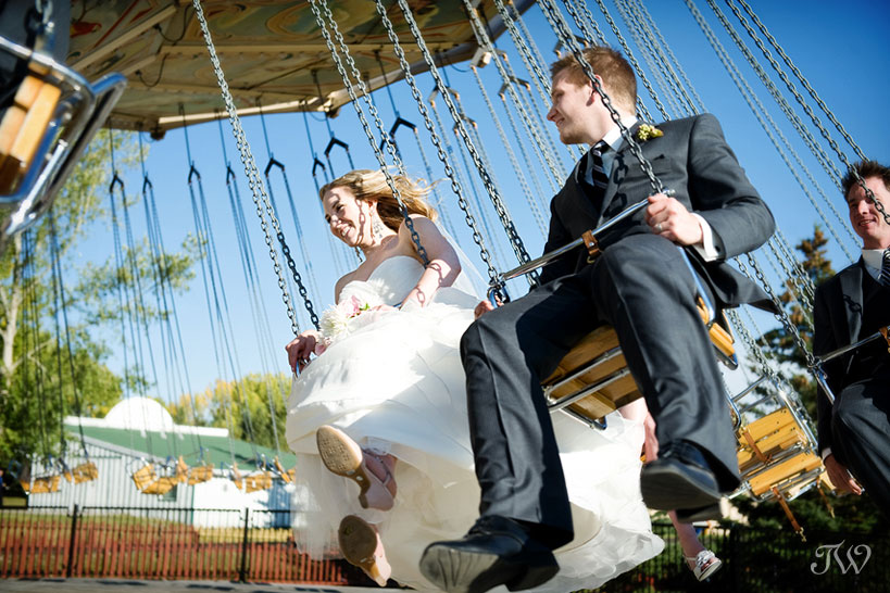 Heritage-Park-Wedding-Photographer-Bride-Groom-rides