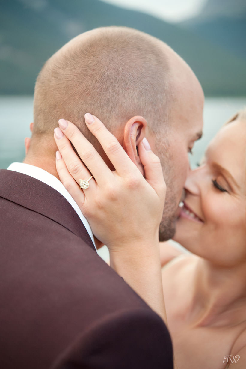 Ring shot during a Spray Lakes engagement session captured by Tara Whittaker Photography
