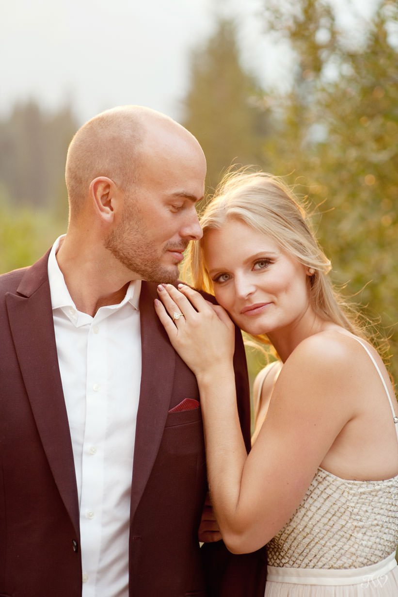 Caitie and Mark during their Spray Lakes engagement session captured by Tara Whittaker Photography