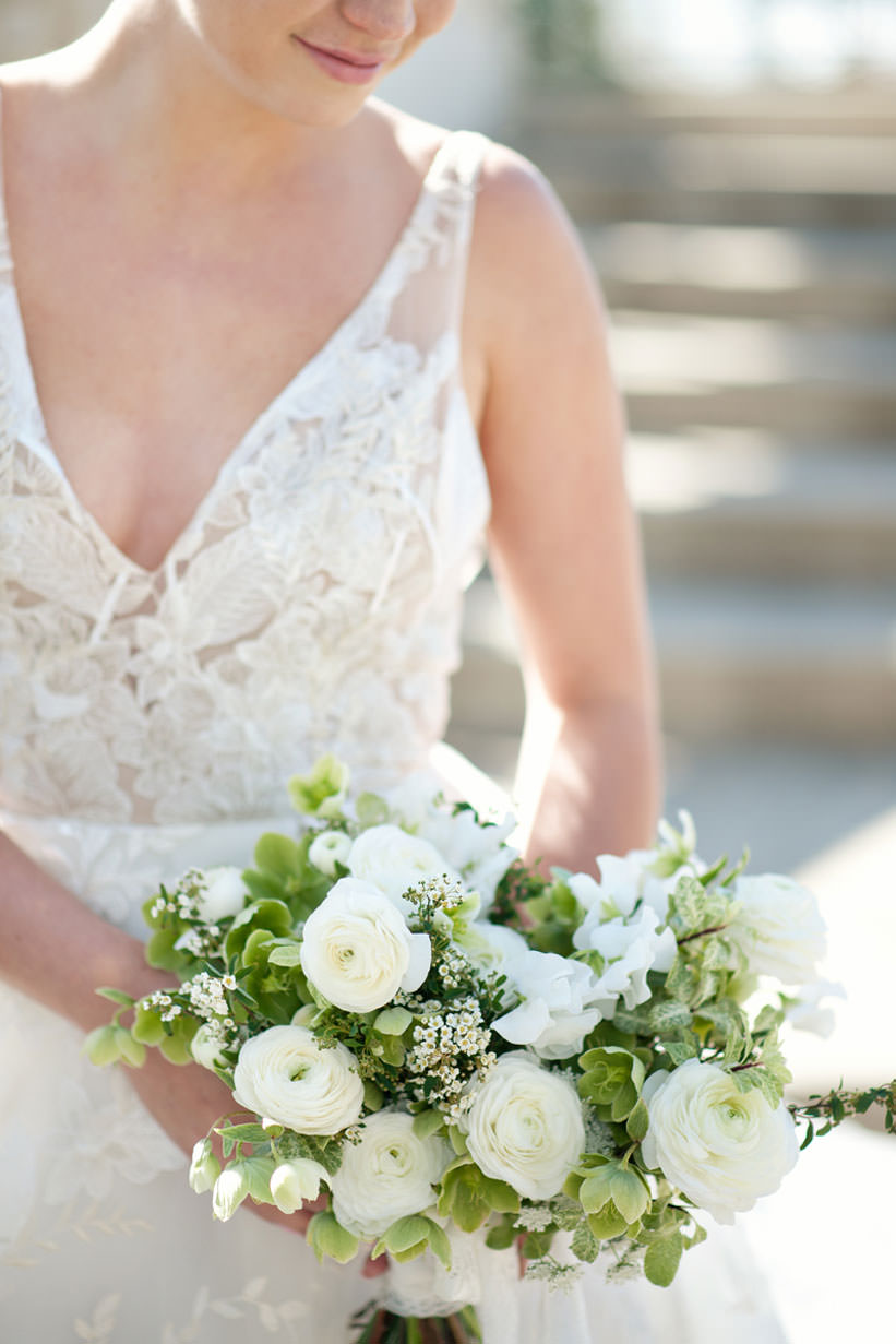Bride with her bouquet royal wedding inspiration by Tara Whittaker Photography